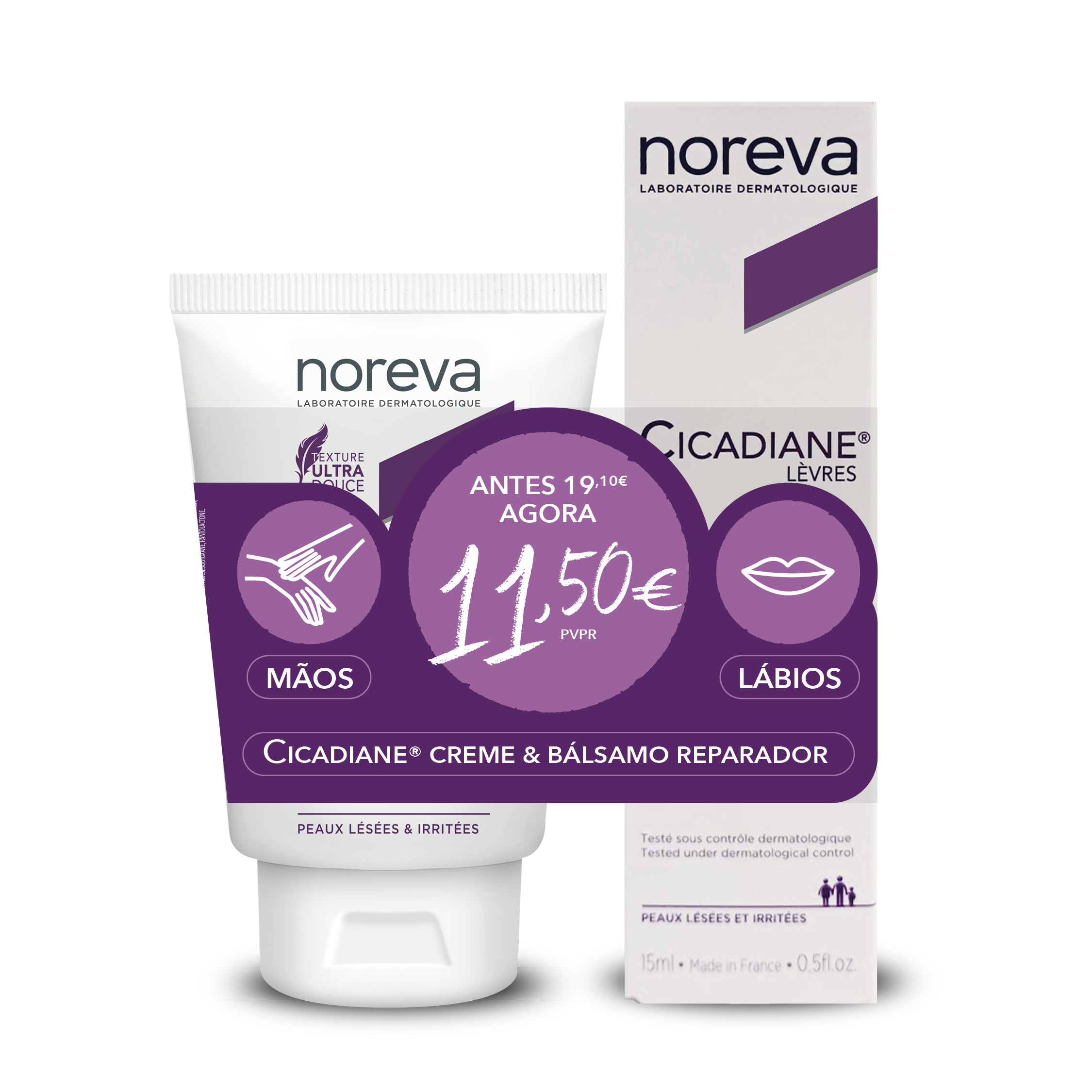 CICADIANE® Creme de Mãos + Balsamo Labial Reparador